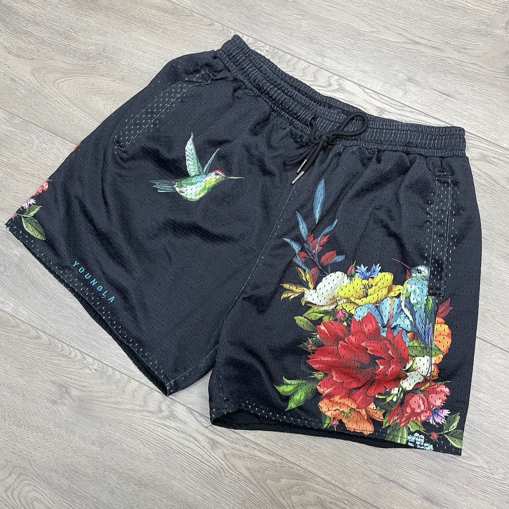 YoungLA Block Party Shorts Hummingbird Floral‎ Gym Lift READ